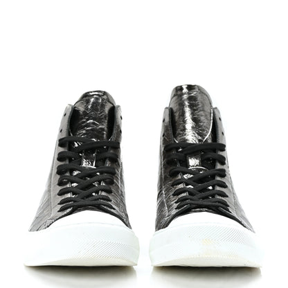 Louis Vuitton Metallic Patent Calfskin Embossed Damier Mens High Top Sneakers 7 Grey 4 of 8