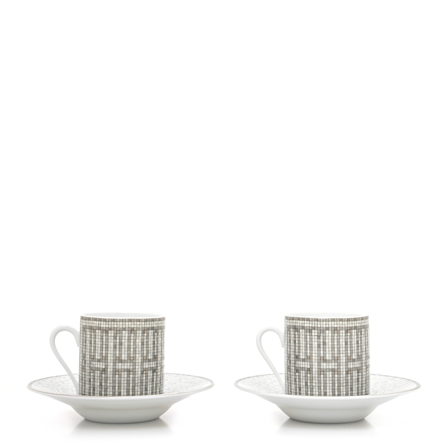 Hermes Porcelain Mosaique au 24 Coffee Cup and Saucer Set of 2 1 of 10