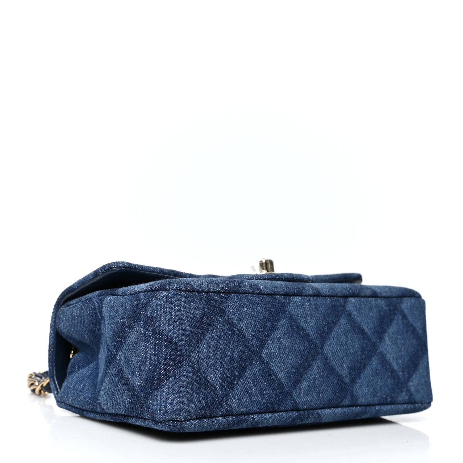 Chanel Printed Denim Quilted Mini Rectangular Flap Dark Blue 4 of 10
