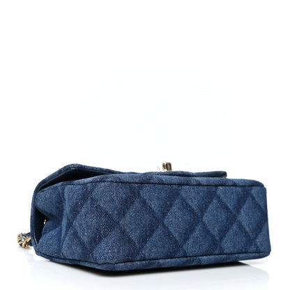 Chanel Printed Denim Quilted Mini Rectangular Flap Dark Blue 4 of 10