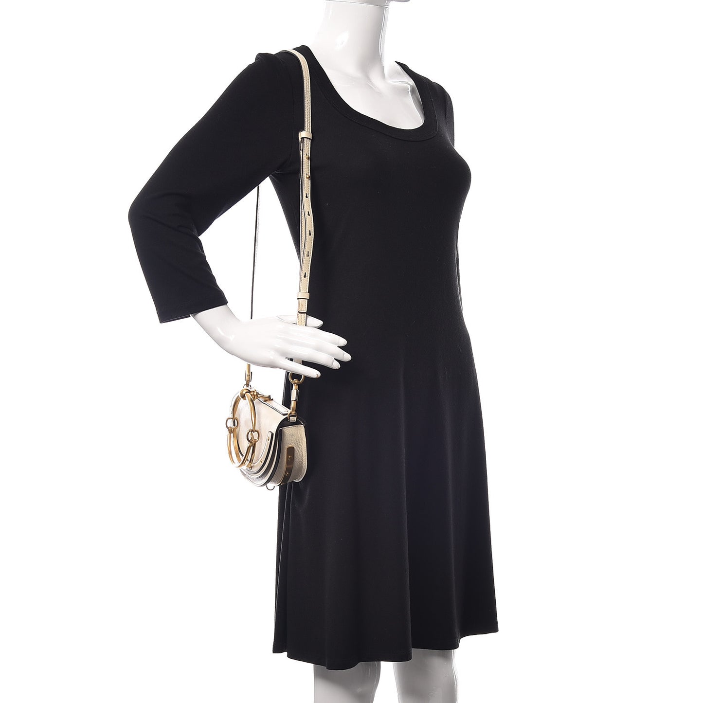 Calfskin Small Nile Bracelet Minaudiere Bag Off White