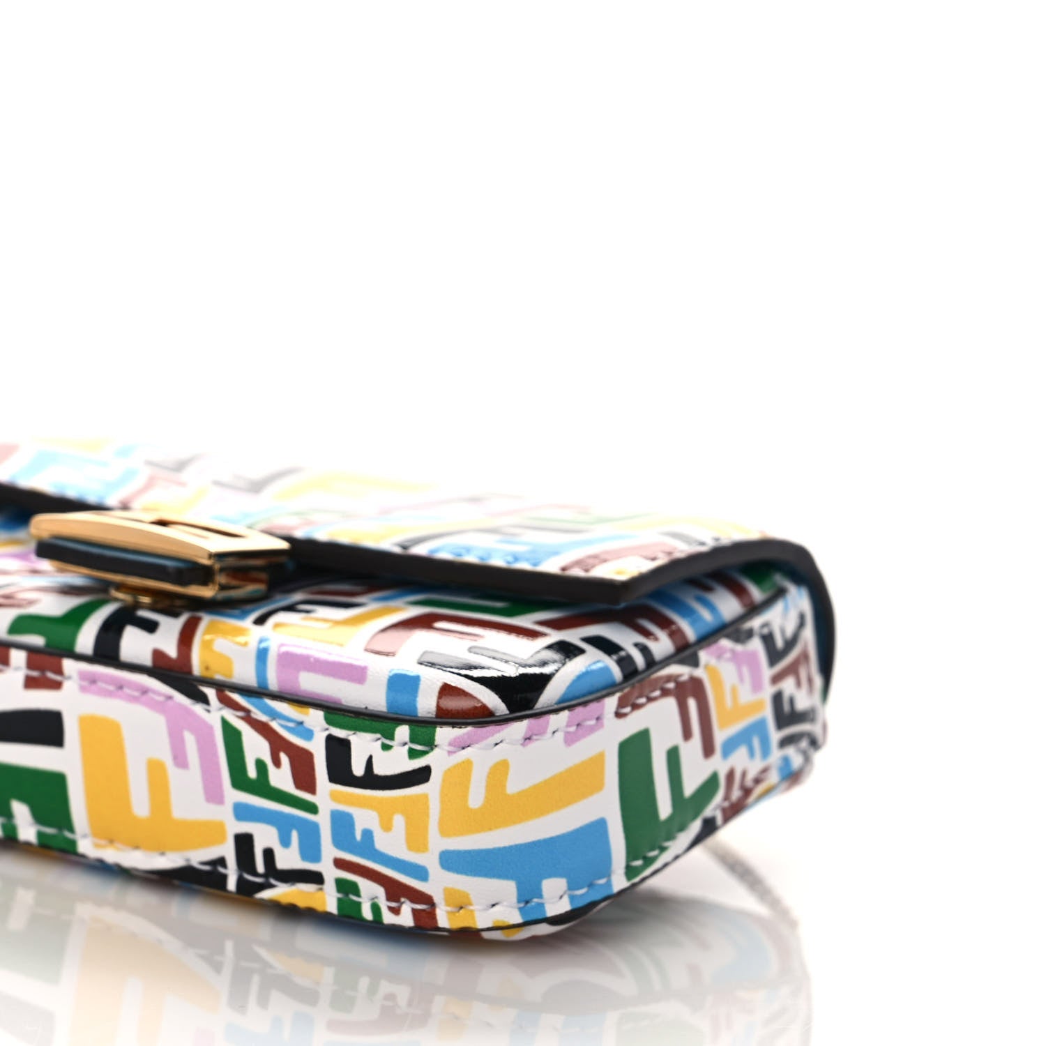 Fendi X SARAH COLEMAN Vitello Liberty Ceylon Micro FF Fish Eye Embossed Nano Baguette Charm Multicolor Cyber Blue 6 of 8