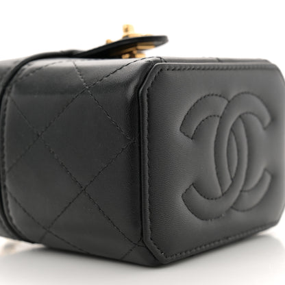 Chanel Lambskin Quilted Vanity Clutch With Chain Black 9 of 11
