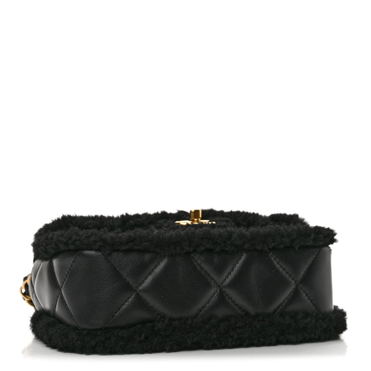 Shearling Lambskin Quilted Mini Furry Coco Flap Black