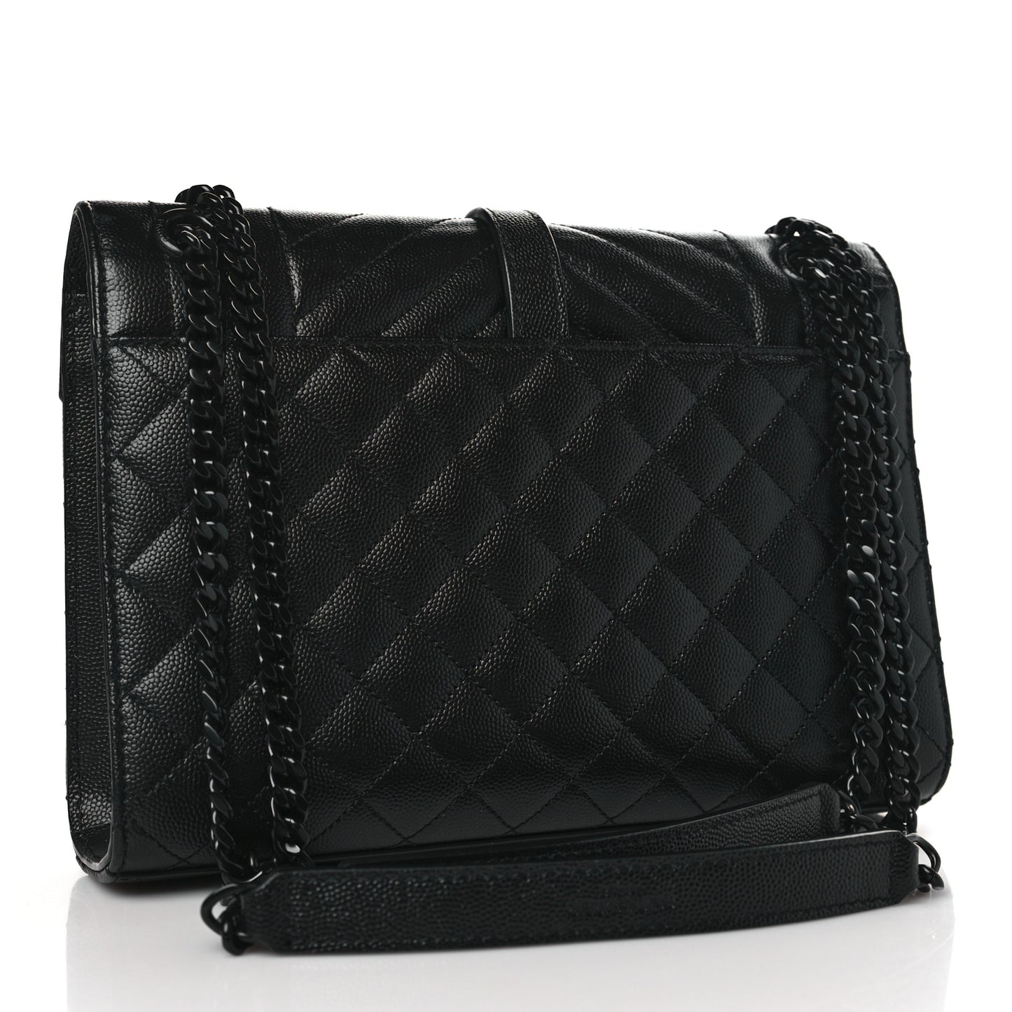 Grain De Poudre Textured Mixed Matelasse Triquilt Medium Monogram Monochrome Satchel Black