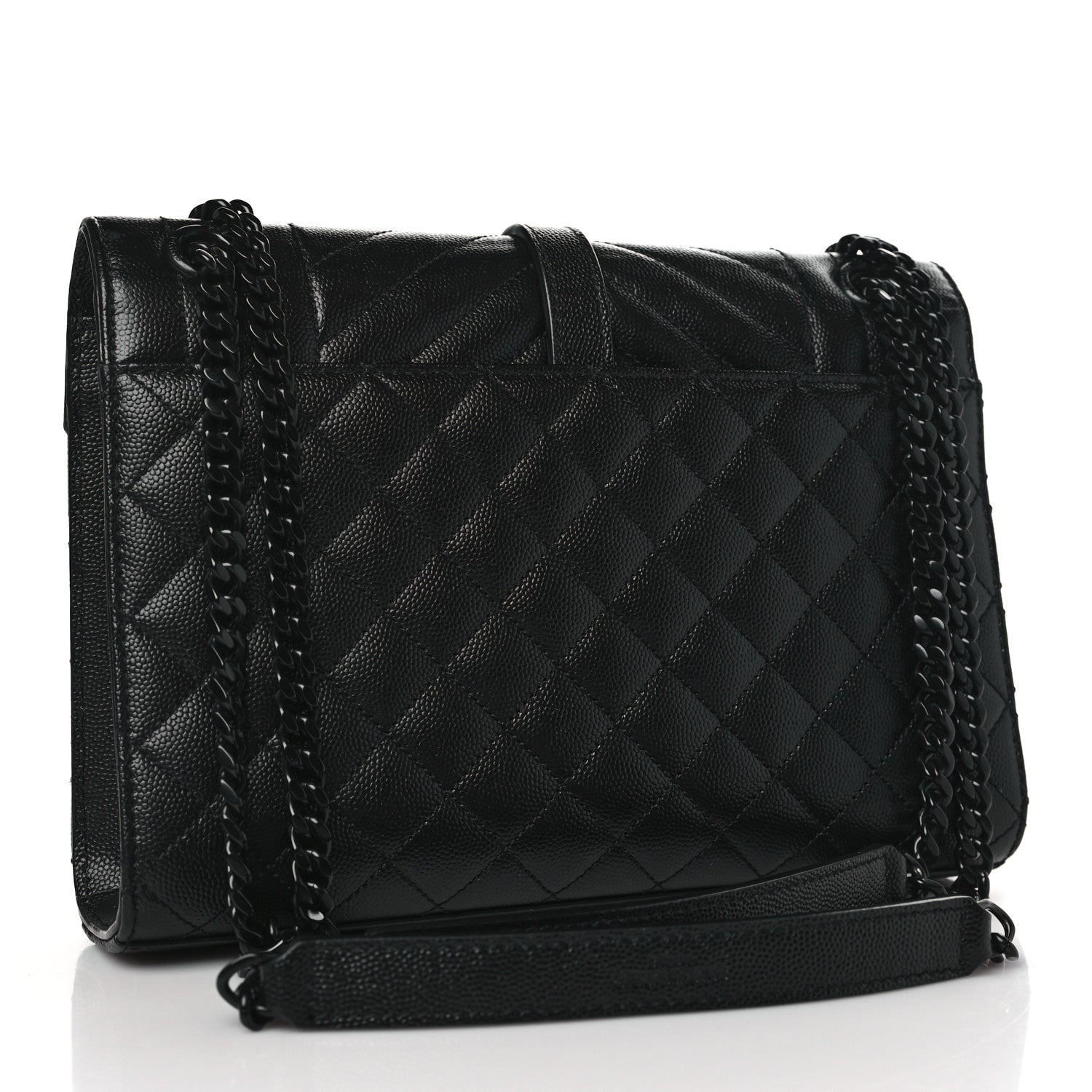 Saint Laurent Grain De Poudre Textured Mixed Matelasse Triquilt Medium Monogram Monochrome Satchel Black 3 of 9