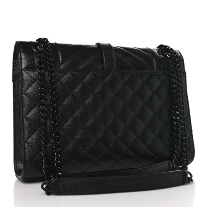 Saint Laurent Grain De Poudre Textured Mixed Matelasse Triquilt Medium Monogram Monochrome Satchel Black 3 of 9