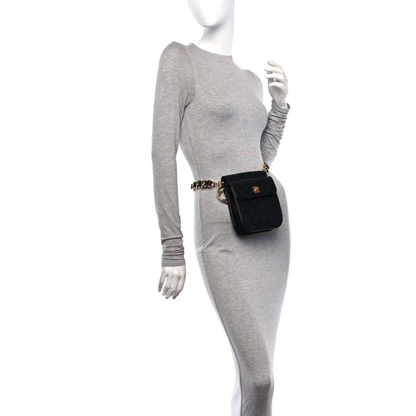 Lambskin Quilted Flap Waist Belt Bag Black