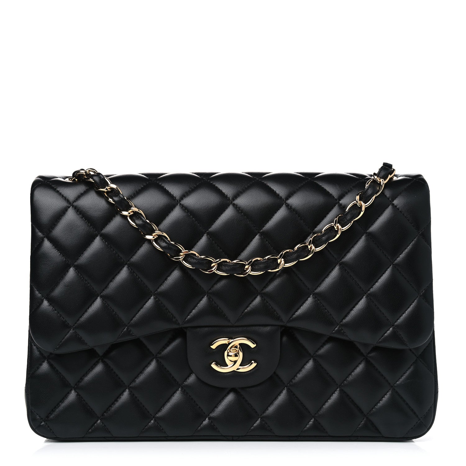 Chanel Lambskin Quilted Jumbo Double Flap Black 1 of 4
