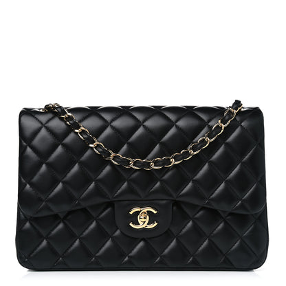 Chanel Lambskin Quilted Jumbo Double Flap Black 1 of 4