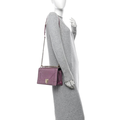 Christian Dior Metallic Patent Micro-Cannage Medium Diorama Flap Bag Pink 2 of 13