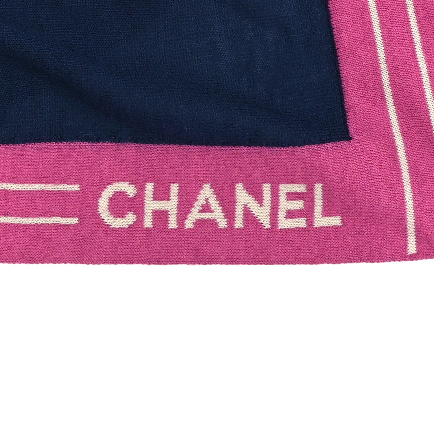 Chanel Cashmere Silk Cotton Knit CC Scarf Blue Pink White 2 of 3