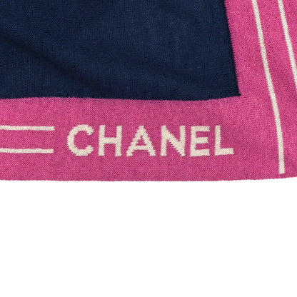 Chanel Cashmere Silk Cotton Knit CC Scarf Blue Pink White 2 of 3