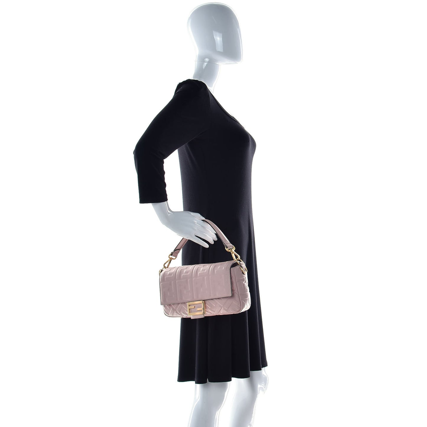 Nappa FF 1974 Embossed Baguette Rosa Quarzo