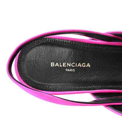 Balenciaga Satin Pointed Toe Knife Slingback 40mm Mules 37.5 Rose Fuchsia 8 of 9