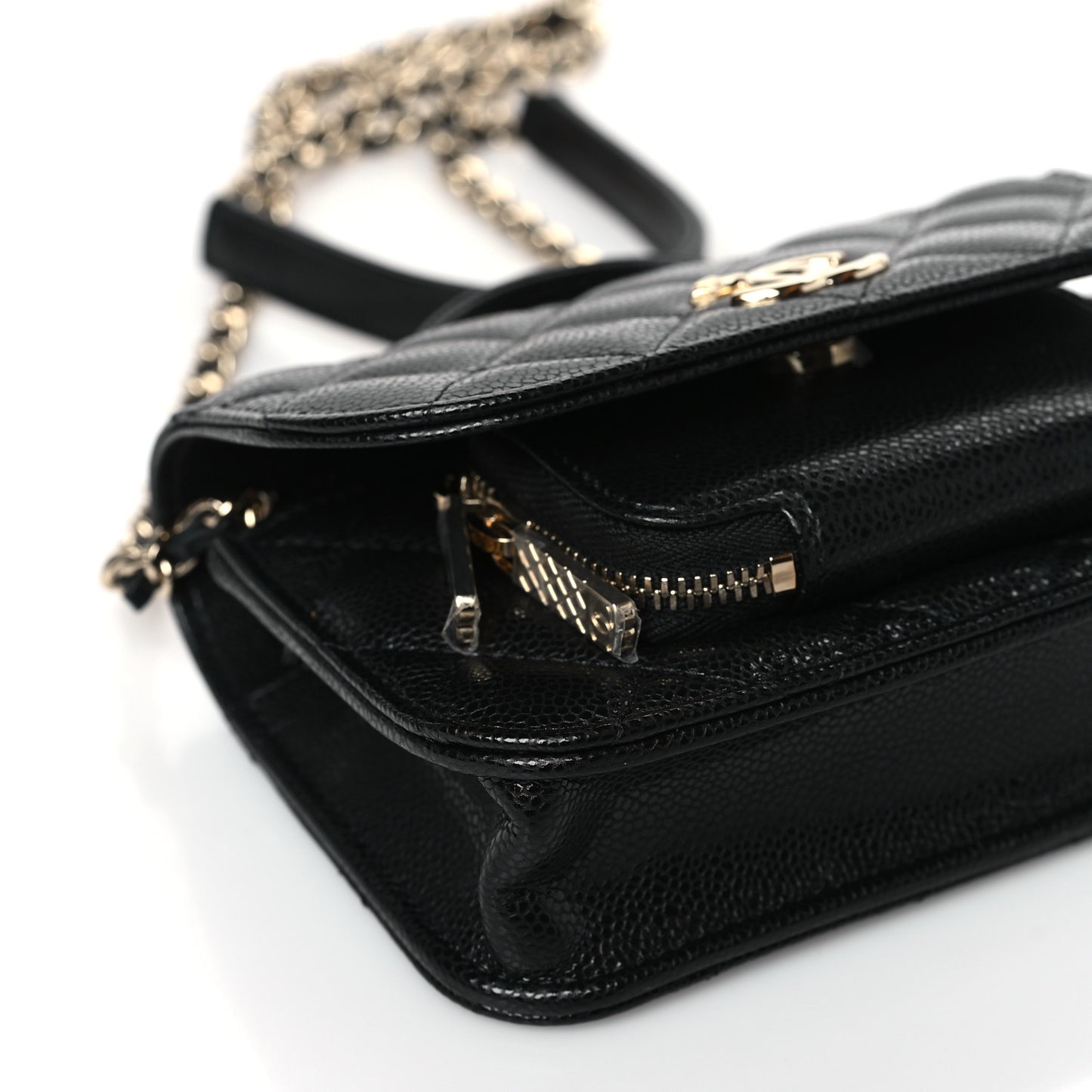 Caviar Quilted Business Affinity Clutch With Chain Black