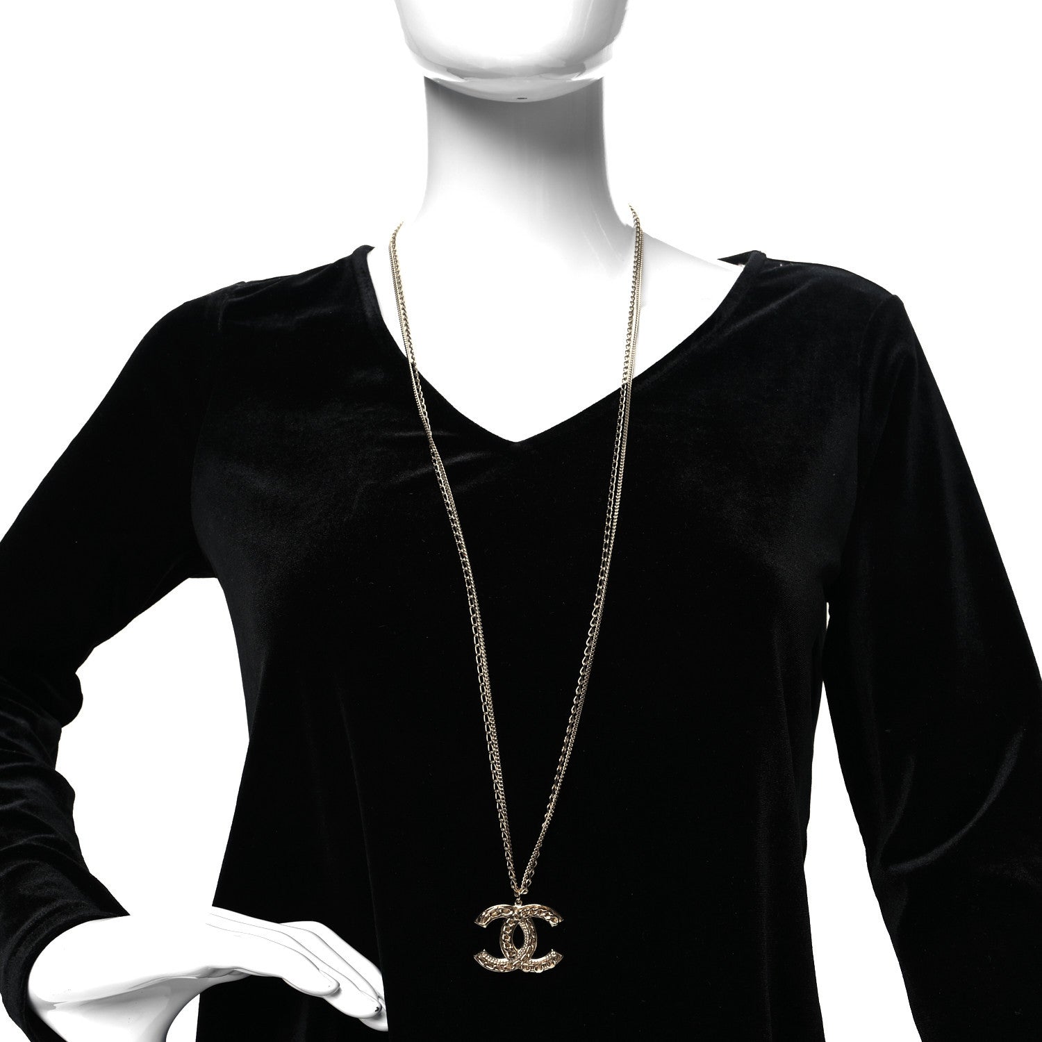 Chanel CC Long Chain Multi Strand Necklace Gold 2 of 5