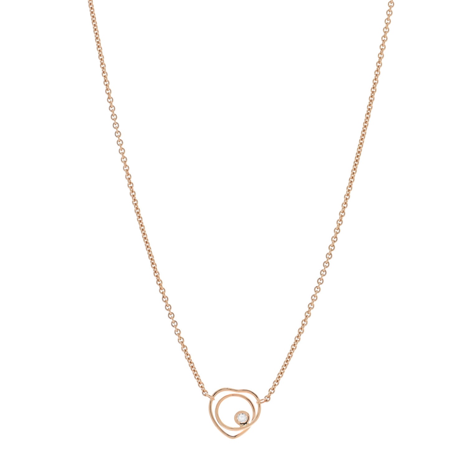 Hermes 18K Rose Gold Diamond TPM Vertige Coeur Necklace 1 of 5