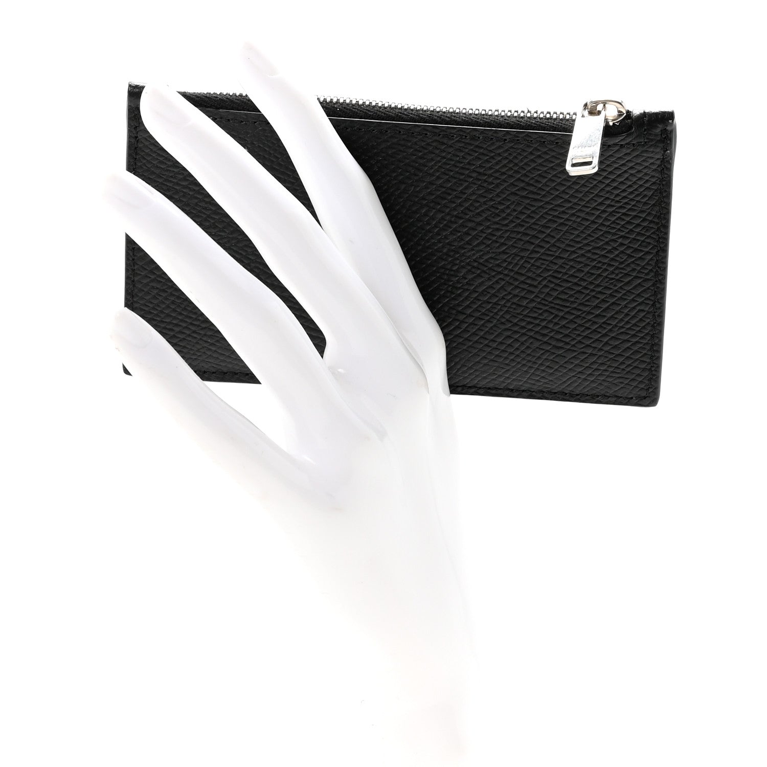 Celine Grained Calfskin Zipped Card Holder Black 2 of 8