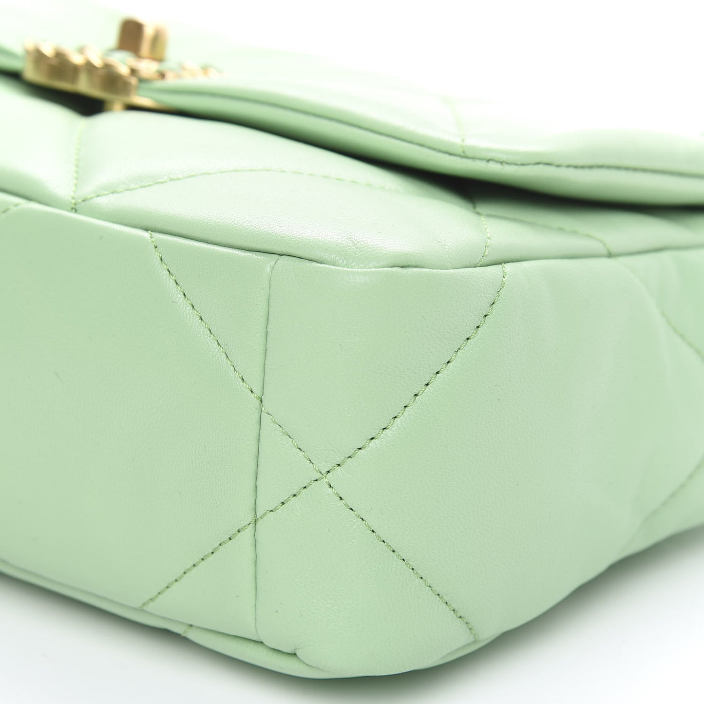 Goatskin Quilted Medium 19 Flap Light Green