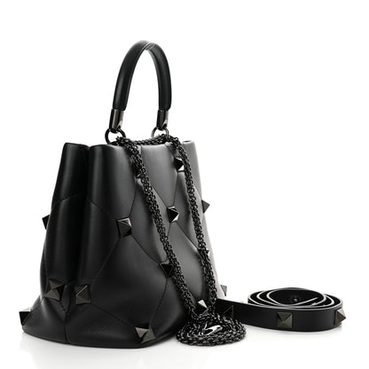 Valentino Garavani Nappa Monochrome Roman Stud The Handle Bag Black 3 of 12