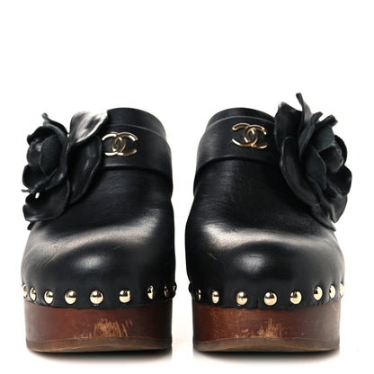 Chanel Calfskin Camellia Clogs 36 Black 3 of 10