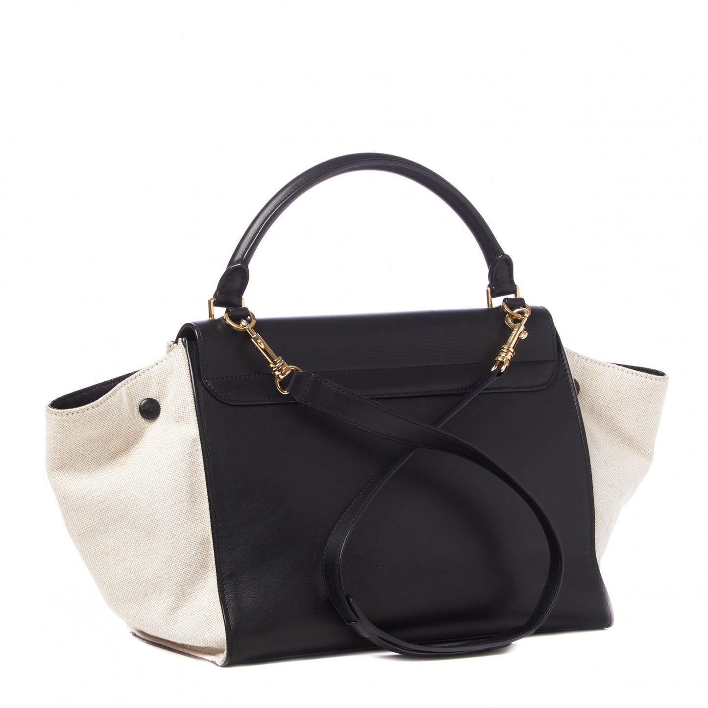 Smooth Calfskin Canvas Medium Trapeze Black