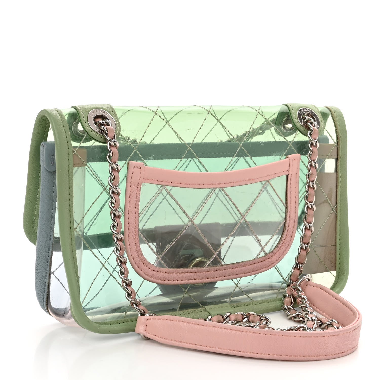 Chanel Lambskin PVC Quilted Mini Coco Splash Flap Blue Green 3 of 9