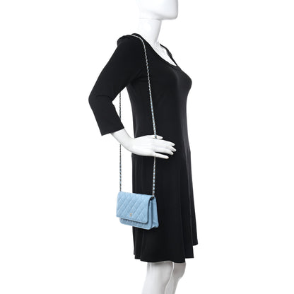 Chanel Caviar Quilted Wallet On Chain WOC Blue 2 of 12