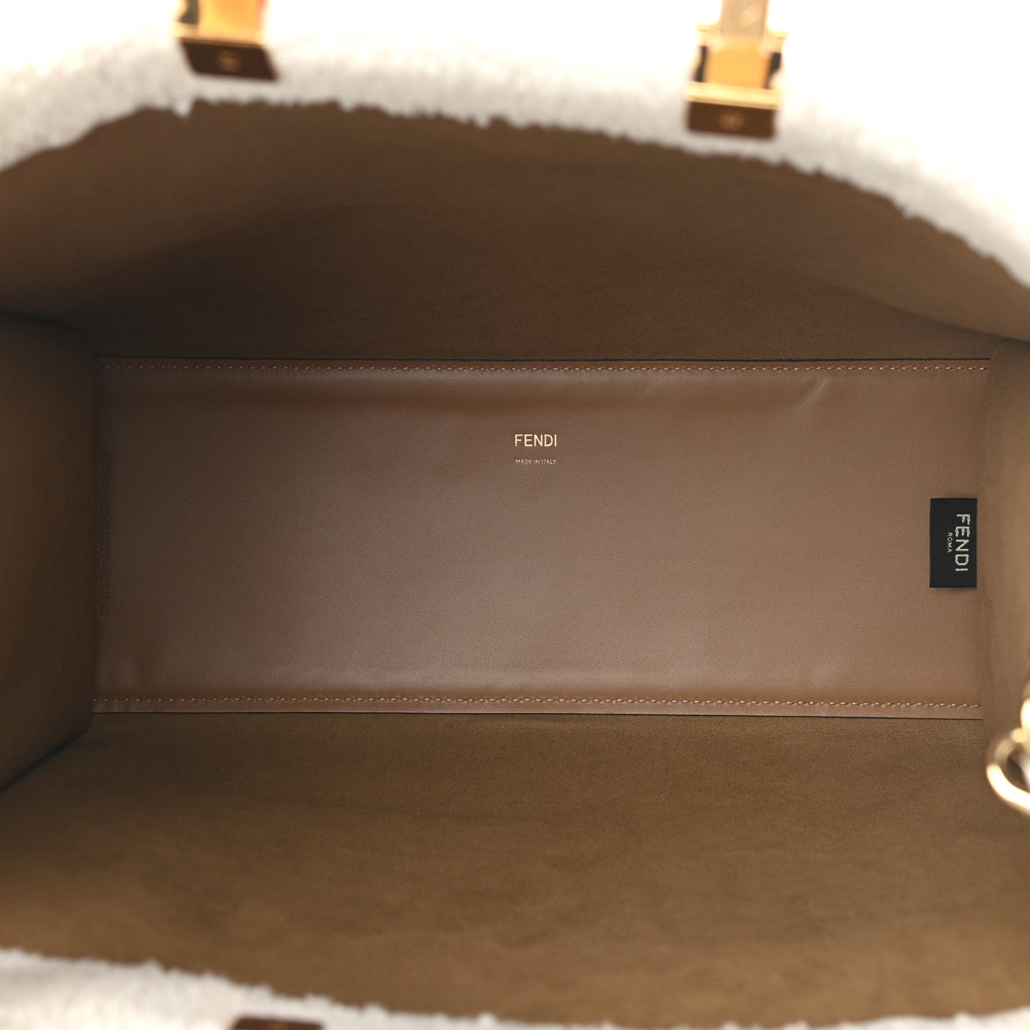 Fendi Shearling Vitello King Logo Medium Fendi Sunshine Shopper Tote White 4 of 9