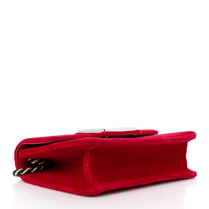 Gucci Velvet Crystal Square G Shoulder Bag Red 4 of 14
