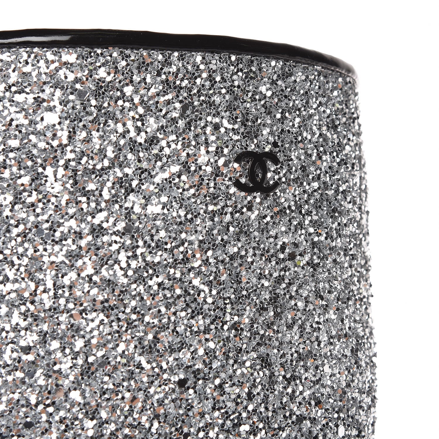 Chanel Glitter Patent Calfskin Cap Toe Fantasy High Boots 39.5 Silver Black 5 of 9