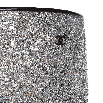 Chanel Glitter Patent Calfskin Cap Toe Fantasy High Boots 39.5 Silver Black 5 of 9
