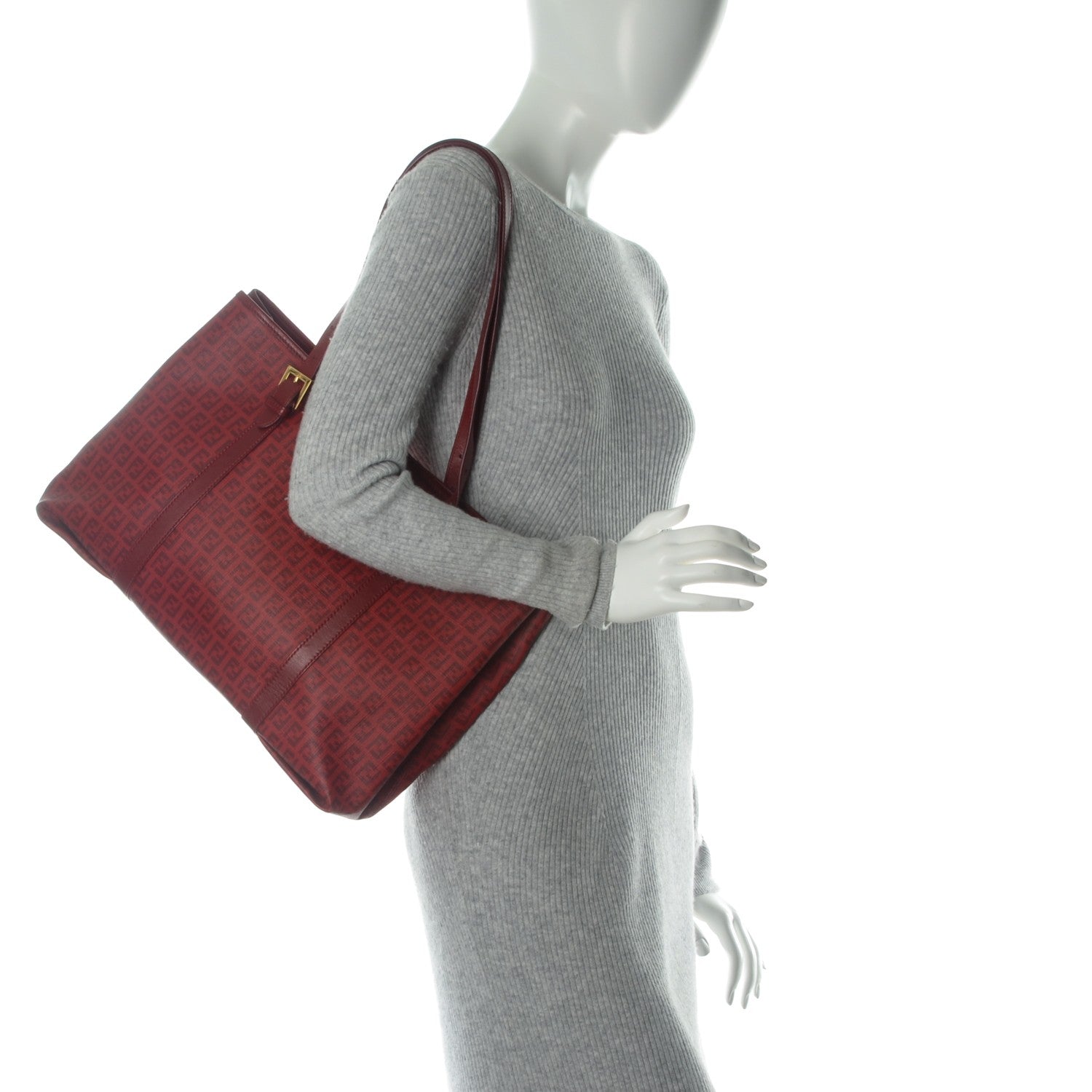 Fendi Zucchino Large Shopper Tote Red 2 of 7