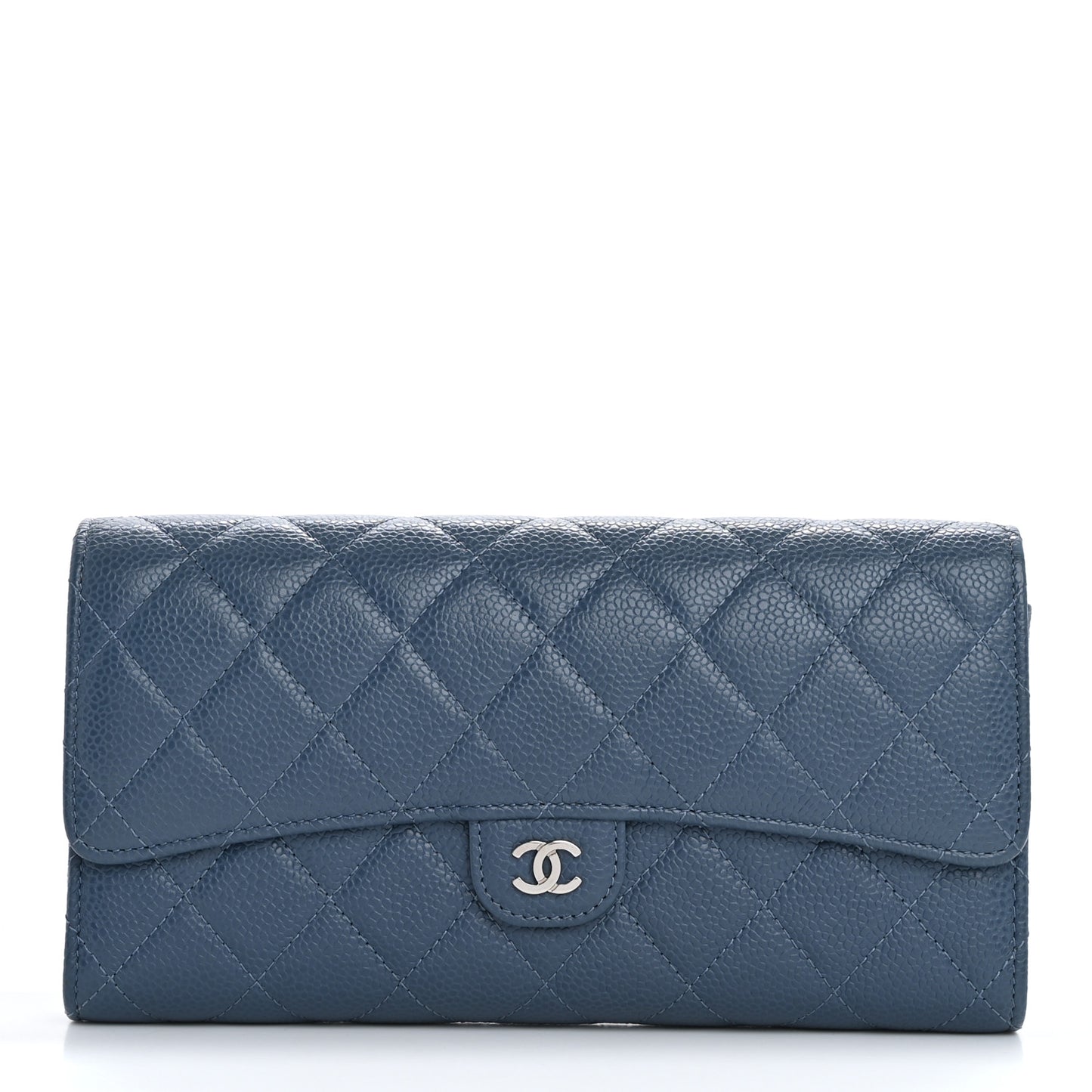 Caviar Quilted Travel Wallet Blue