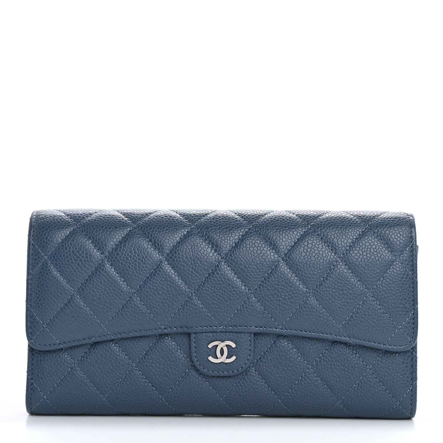 Chanel Caviar Quilted Travel Wallet Blue 2 of 13
