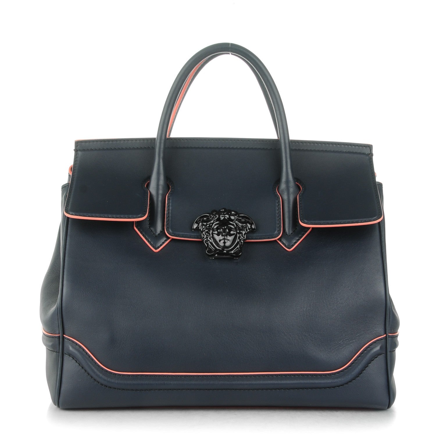 Versace Calfskin Large Palazzo Empire Bag Deep Navy Flamingo 1 of 7