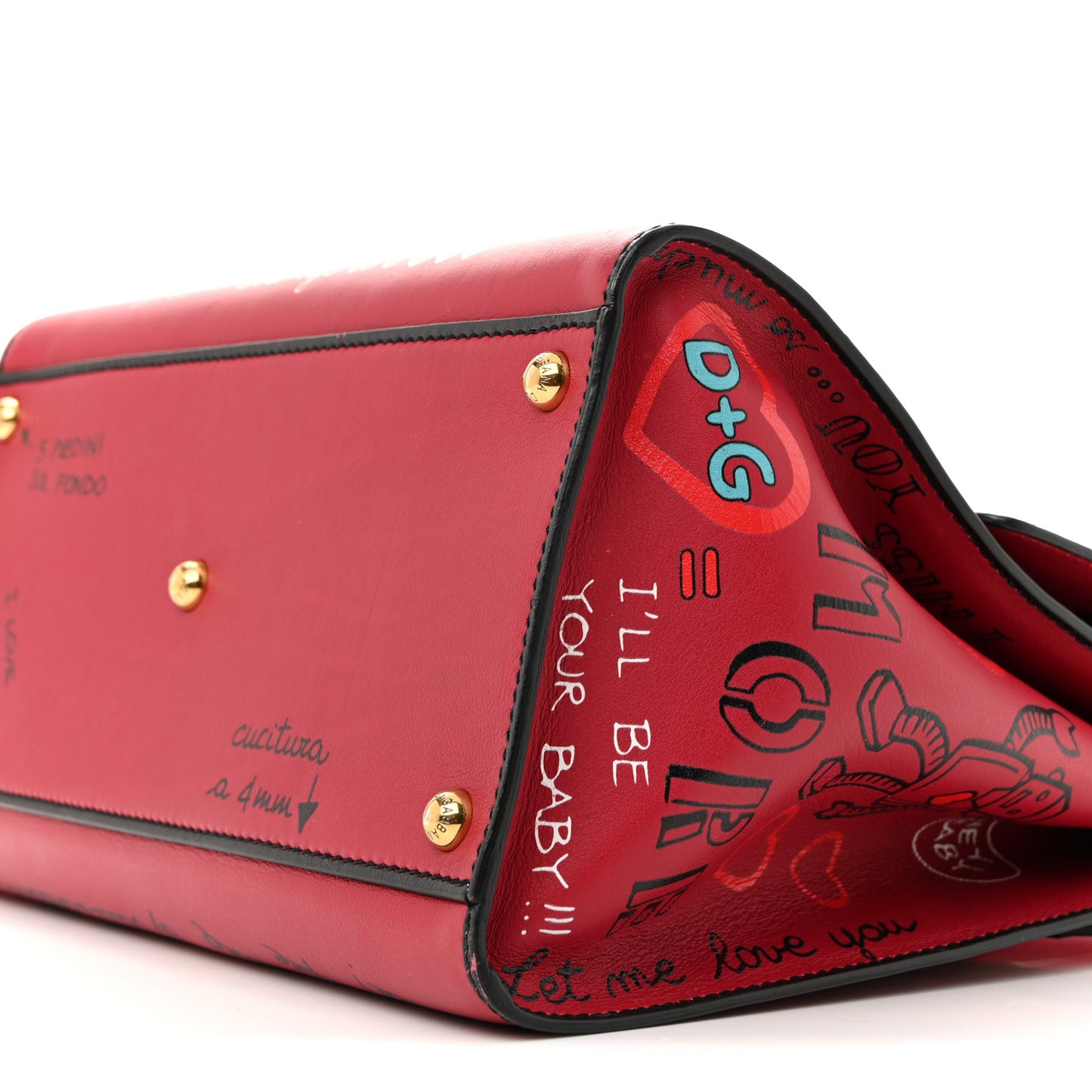 Calfskin Medium Graffiti Printed Welcome Satchel Rosso Multicolor