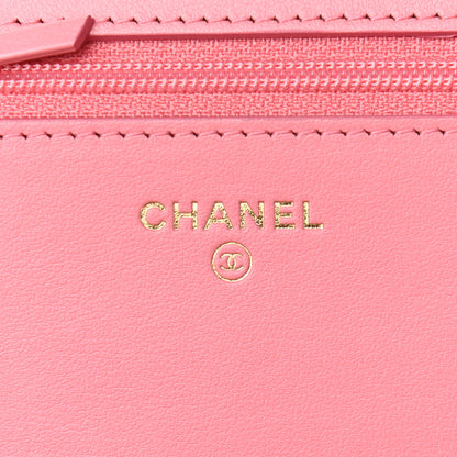 Chanel Caviar Camellia Embossed Wallet On Chain WOC Pink 5 of 9