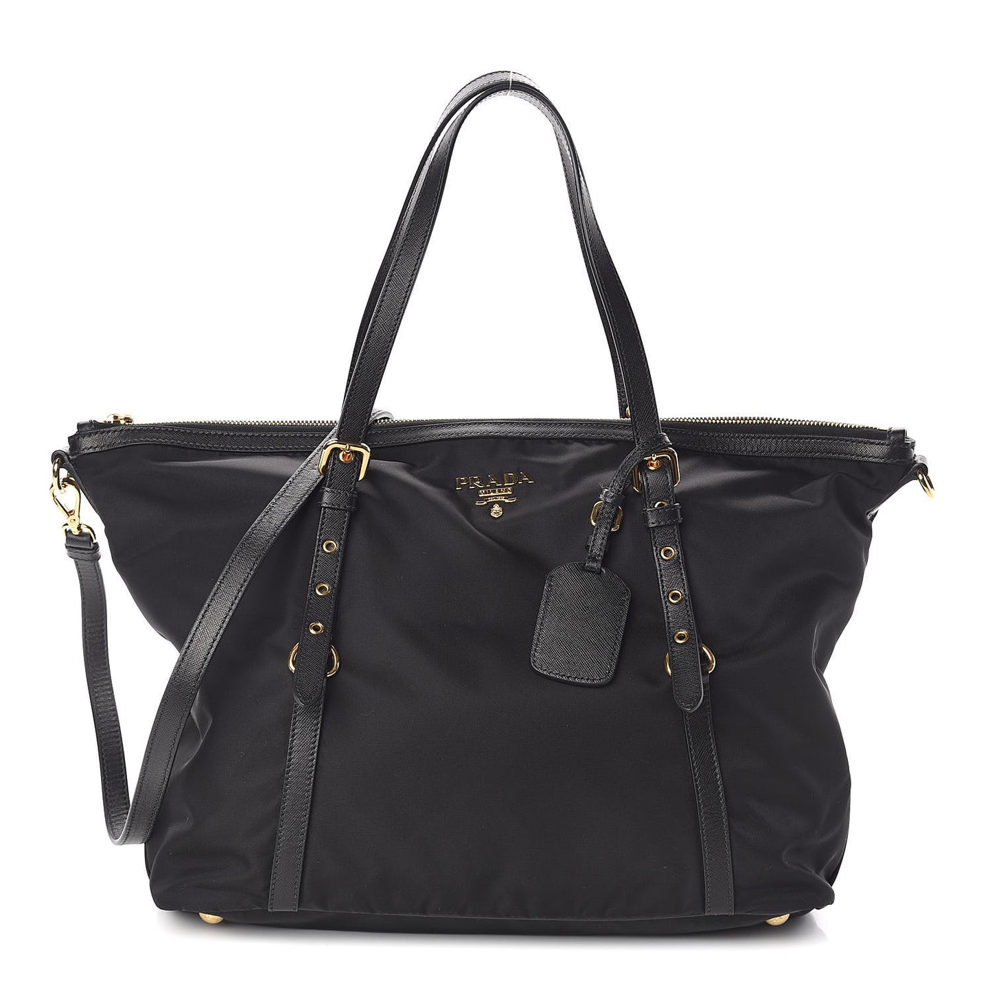 Tessuto Nylon Saffiano Tote Black