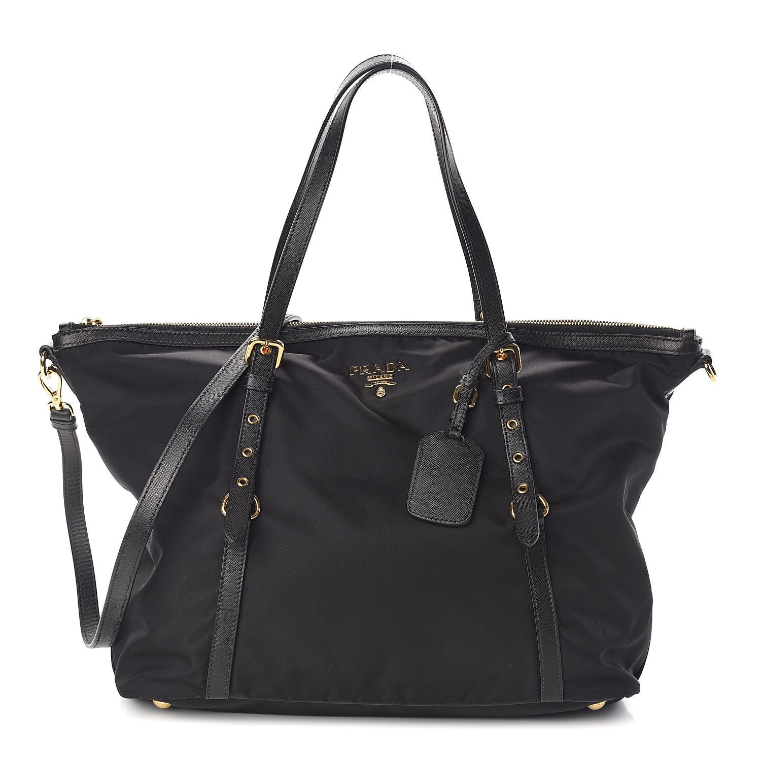 Prada Tessuto Nylon Saffiano Tote Black 1 of 9
