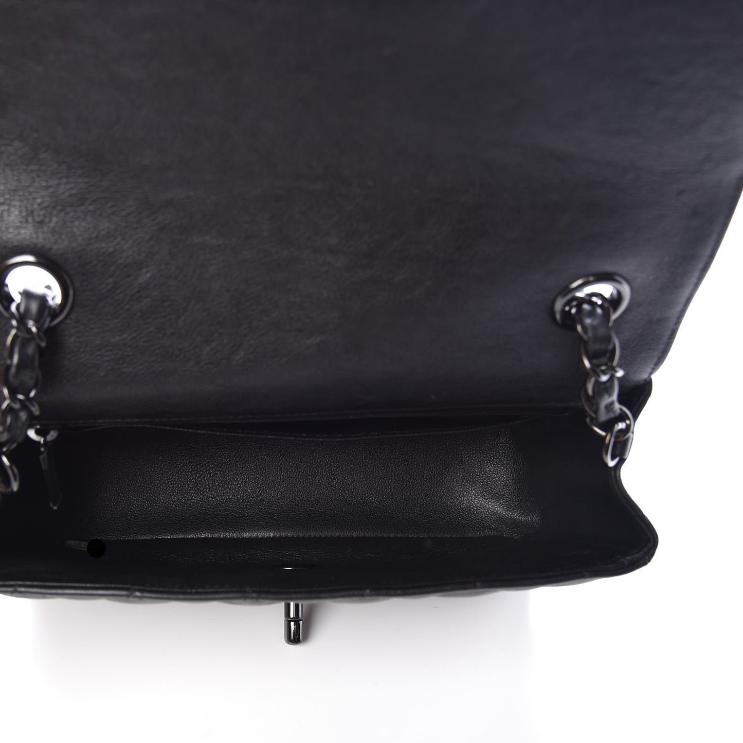 Crumpled Calfskin Quilted Mini Rectangular Flap So Black
