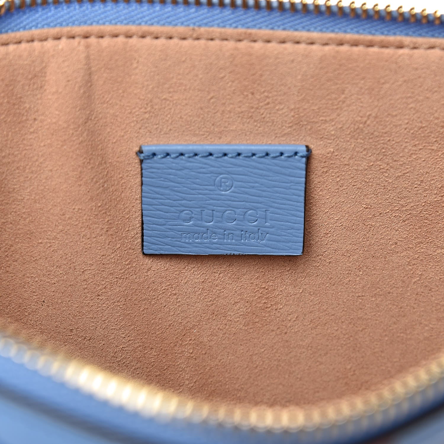 Gucci Calfskin Bamboo New Flora Zip Pouch Azure 6 of 10