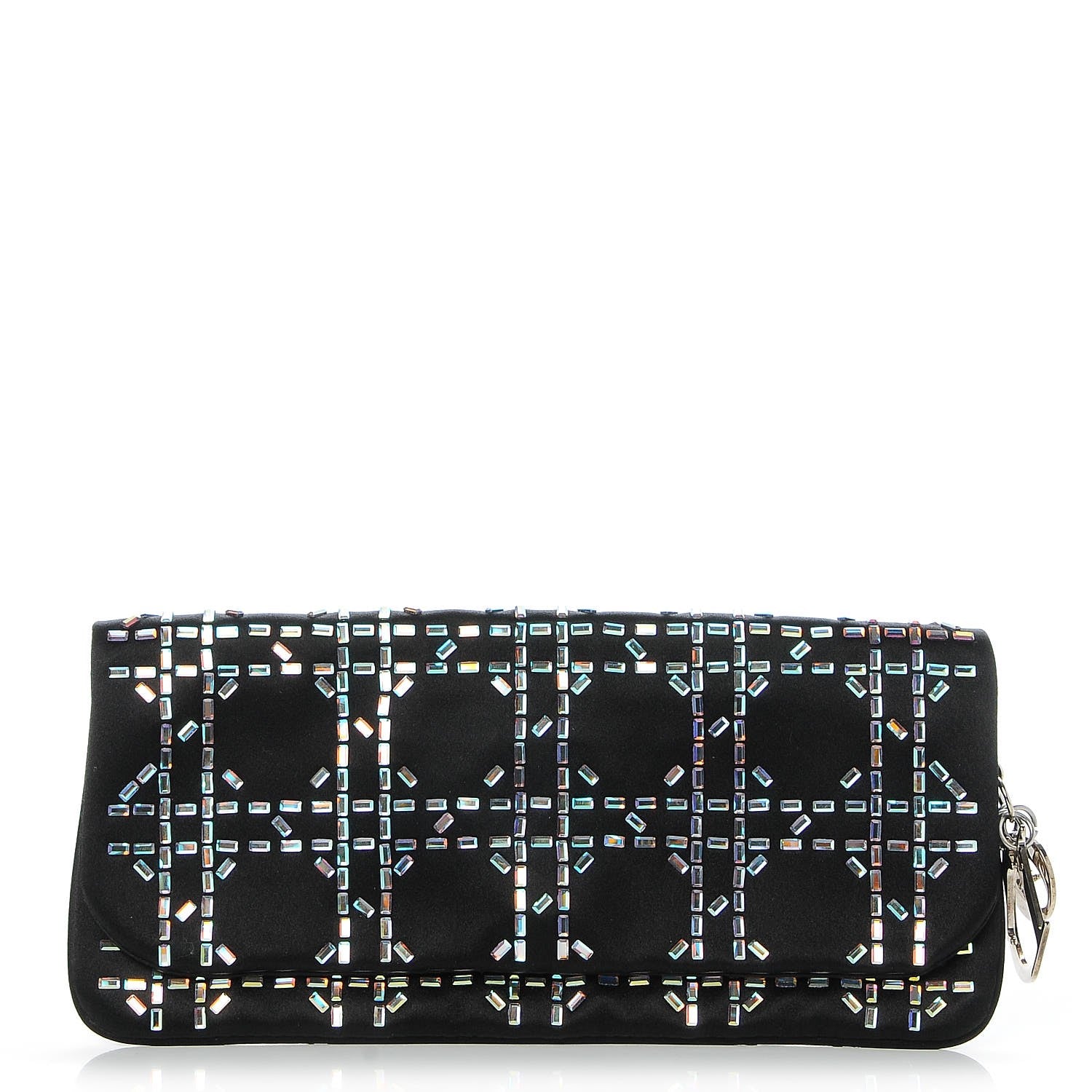 Christian Dior Satin Beaded Clutch Black 1 of 8