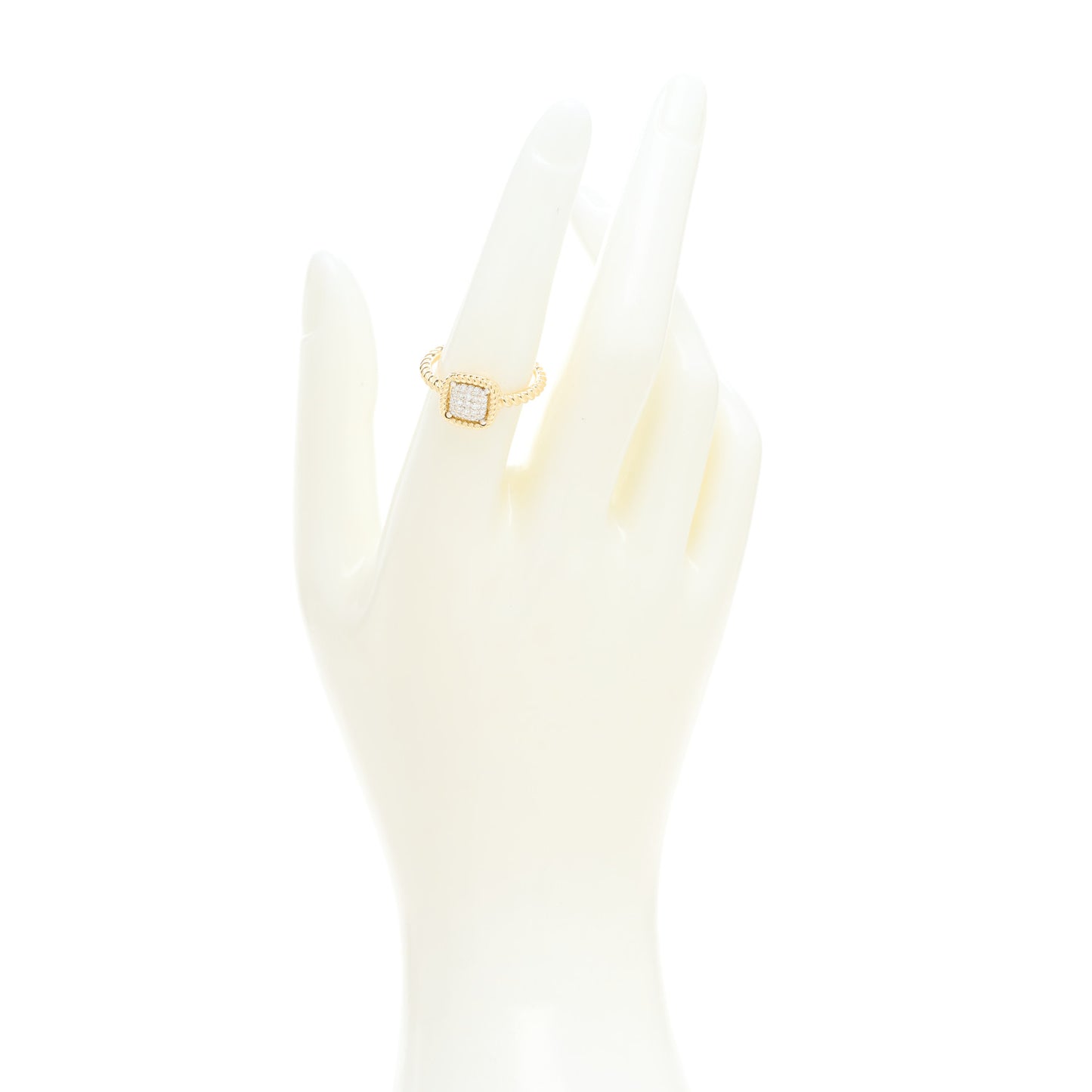 18K Yellow Gold Diamond New Barocco Square Ring 54 6.75