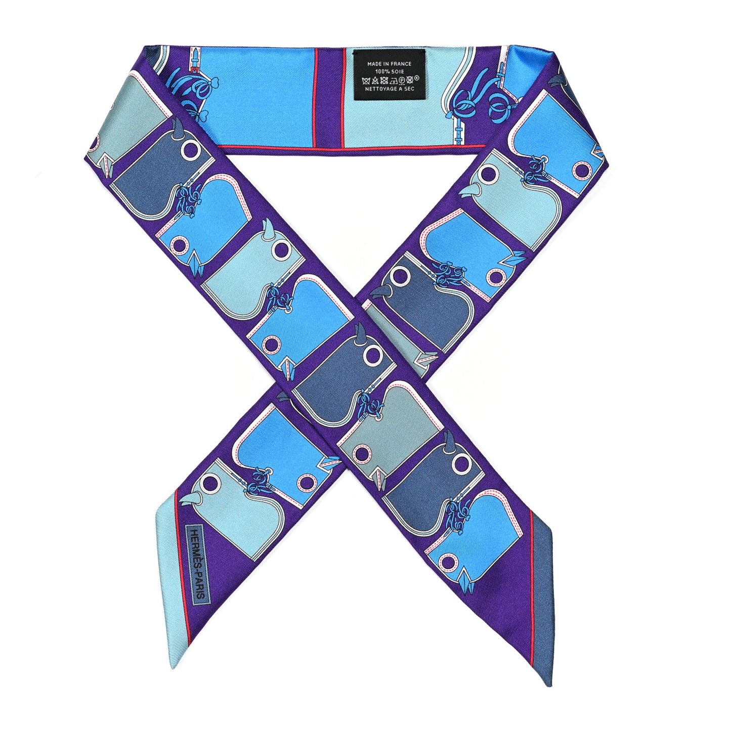 Silk Camails Twilly Scarf Violet Azure Celado