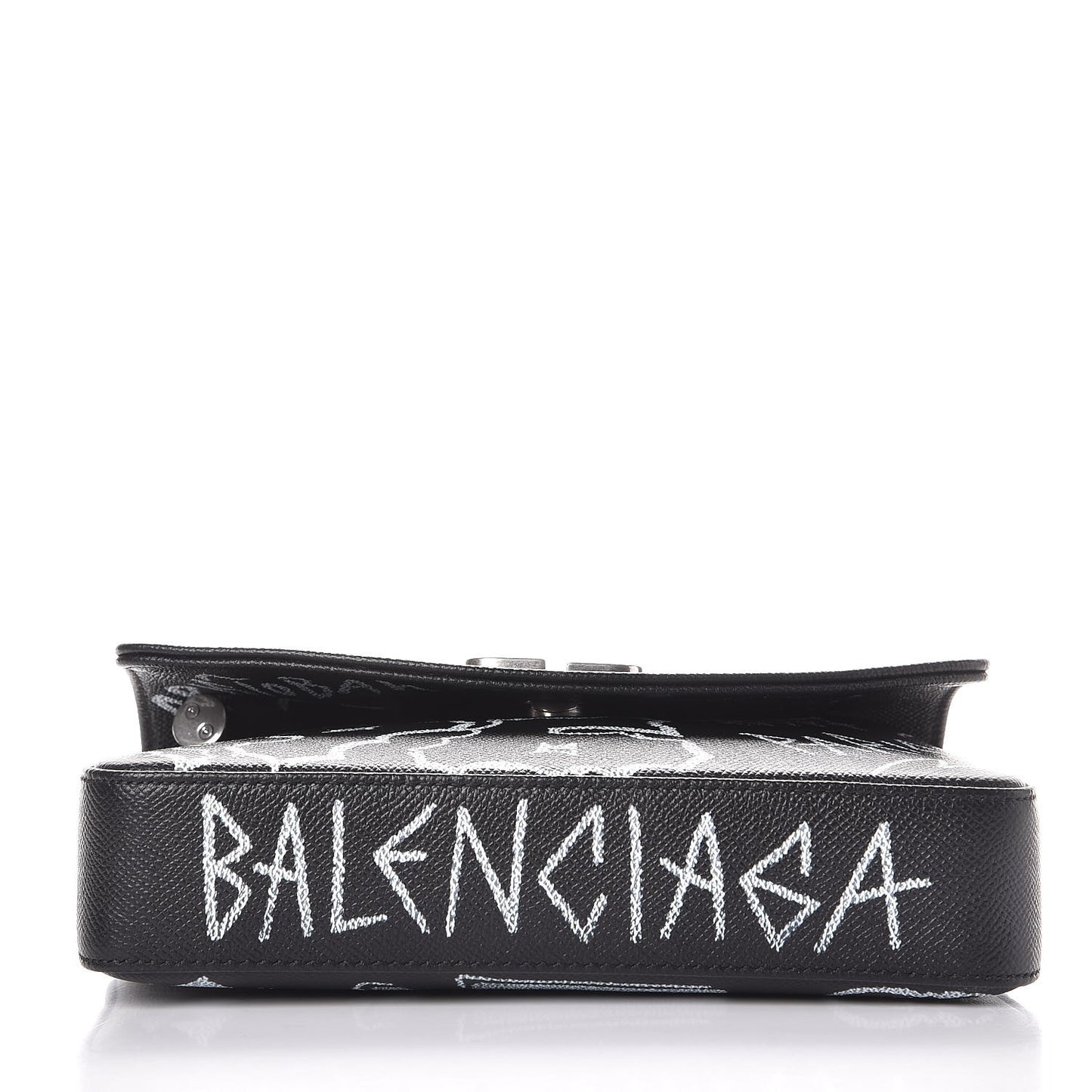 Calfskin Graffiti BB Chain Wallet Black White