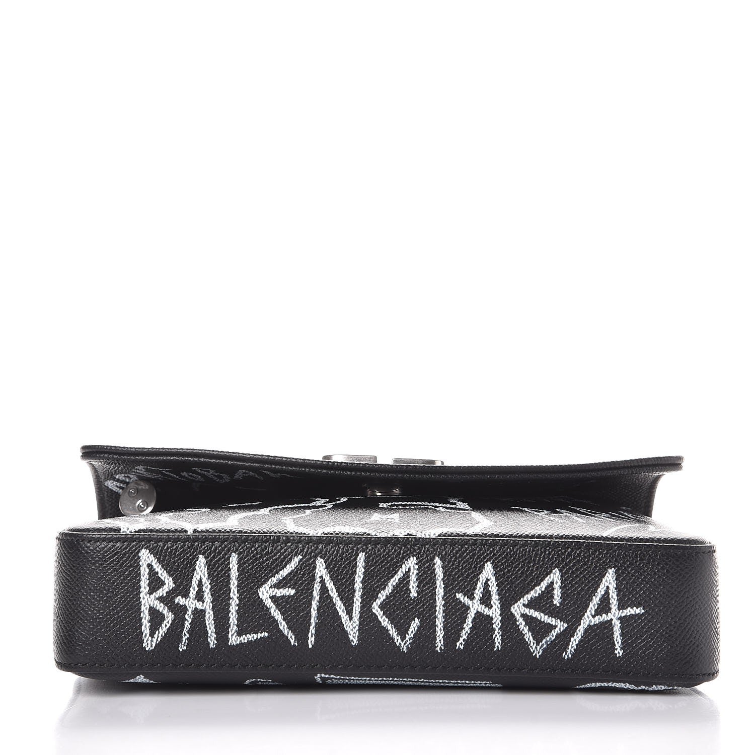 Balenciaga Calfskin Graffiti BB Chain Wallet Black White 5 of 7