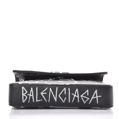 Balenciaga Calfskin Graffiti BB Chain Wallet Black White 5 of 7