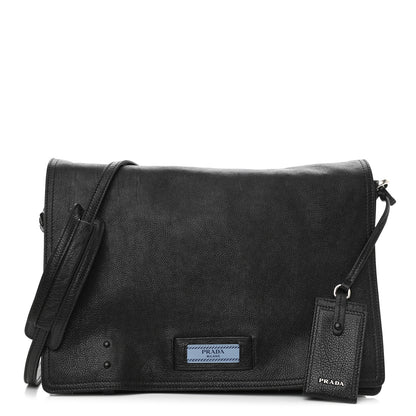 Prada Glace Calf Etiquette Flap Black Astrale 1 of 10